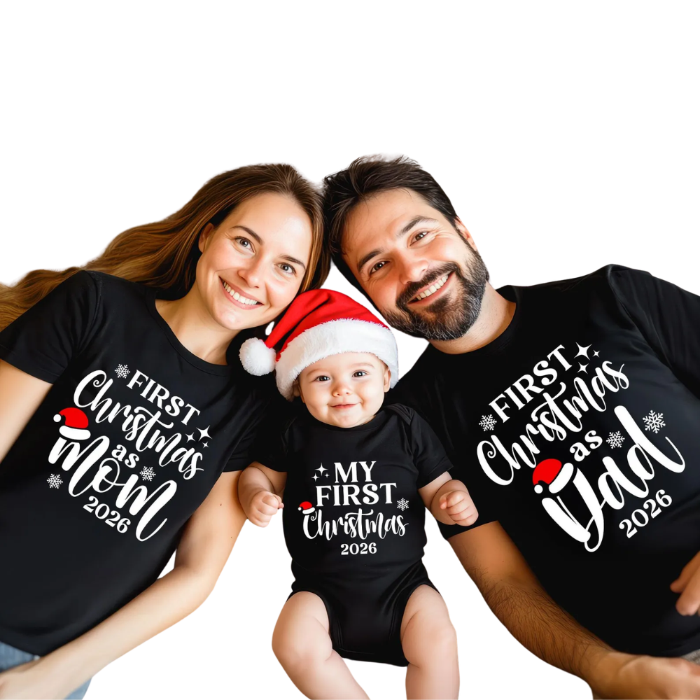 Custom My First Christmas Family Matching T Shirt, Personalized Family First Christmas Shirts ET1450