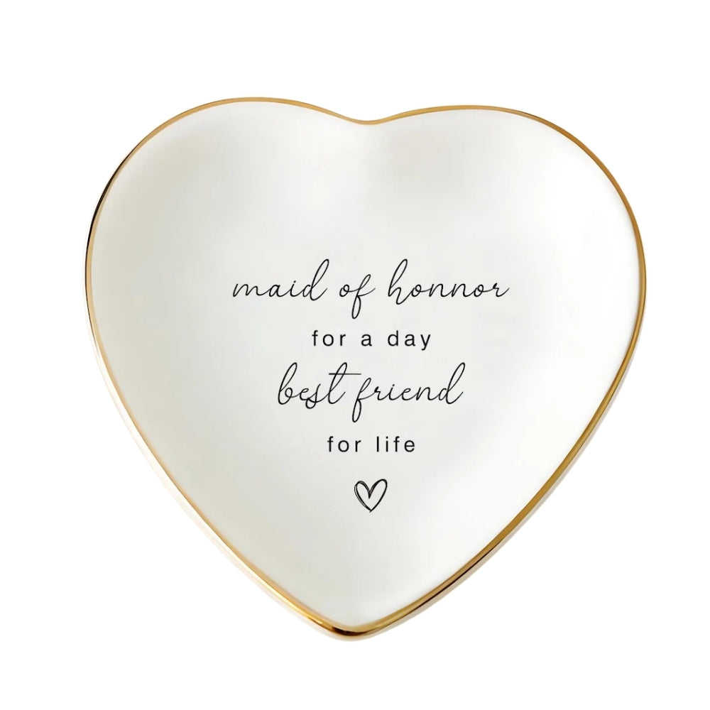 Maid of Honor Best Friend For Life Jewelry Dish, Wedding Bridesmaid Ring Dish For Best Friend WD0433