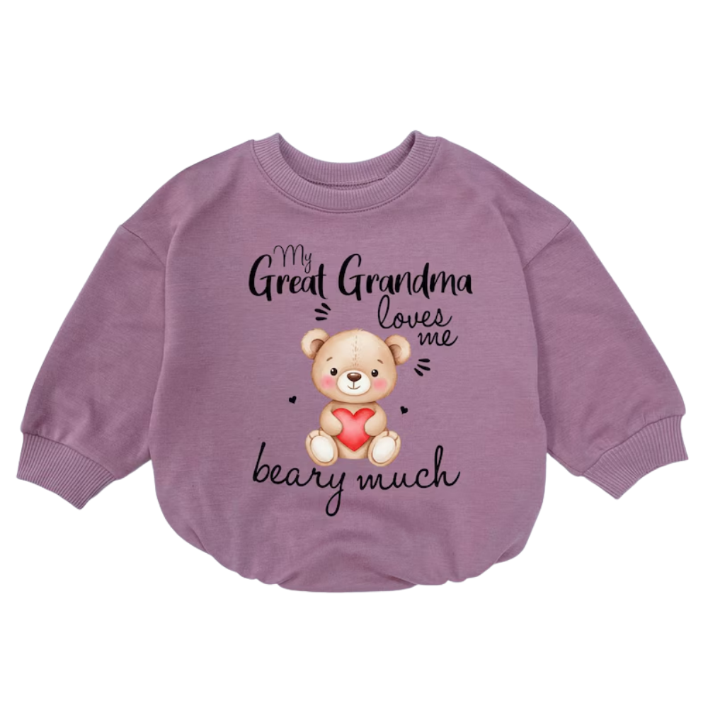 My Great Grandma Loves Me Beary Much Baby Romper Sweater, Great Grandma Baby Romper Sweatshirt BB0244