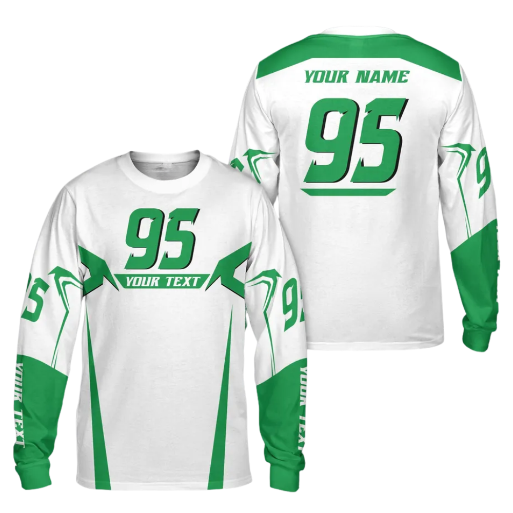 Custom Name & Number Dirt Bike Long Sleeve Men Jersey White Red, Custom Racing Dirt Bike Jerseys MZ0090