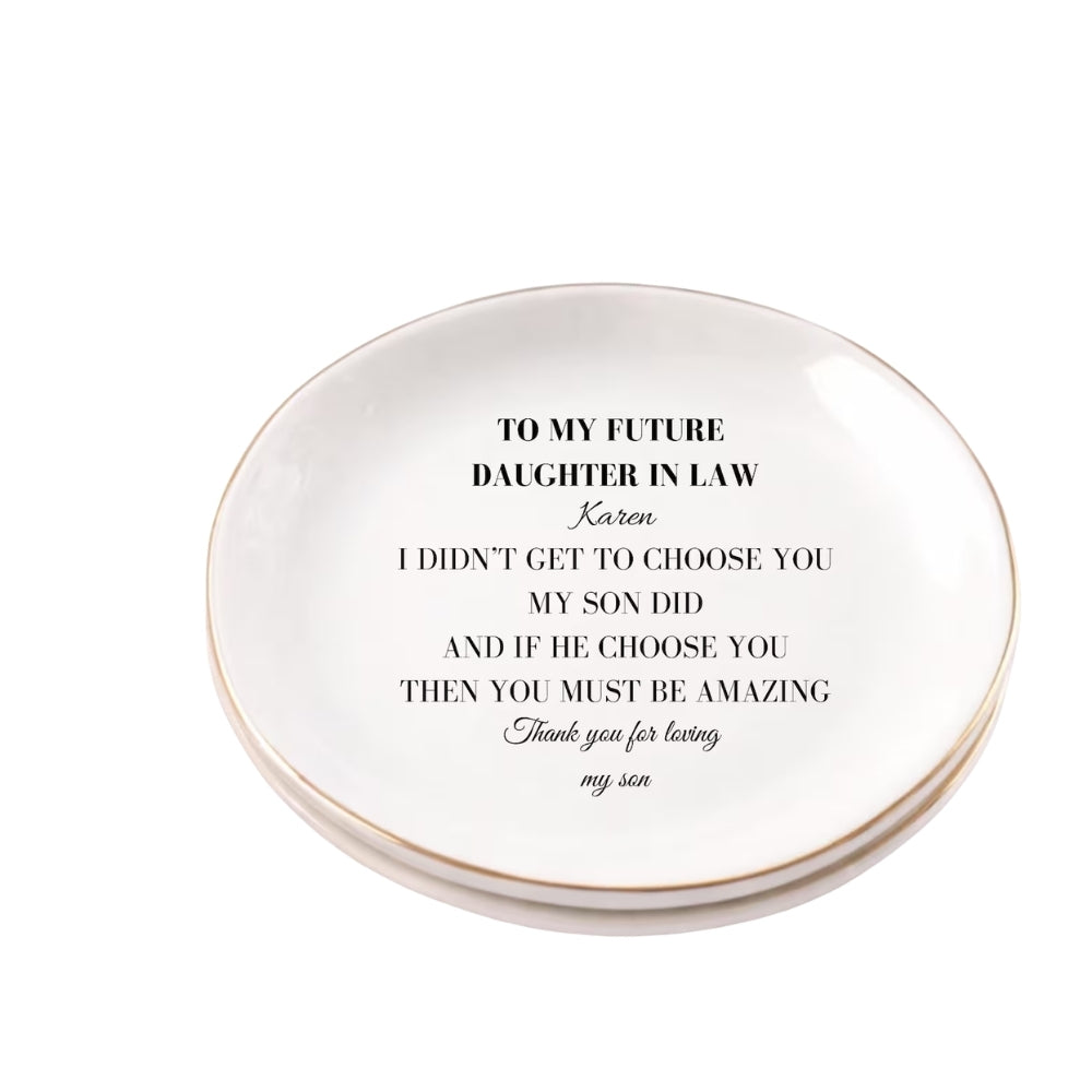 To My Future Daughter In Law Custom Wedding Jewelry Dish, Custom Daughter In Law Ring Dish WD0453