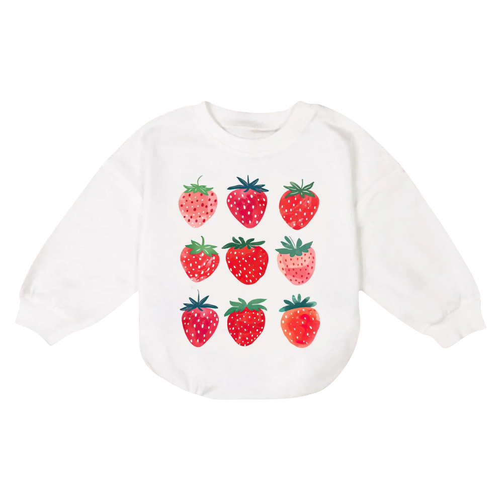 Cute Strawberry Baby Romper Sweater, Strawberry Lover Romper Sweatshirt For Baby BB0165