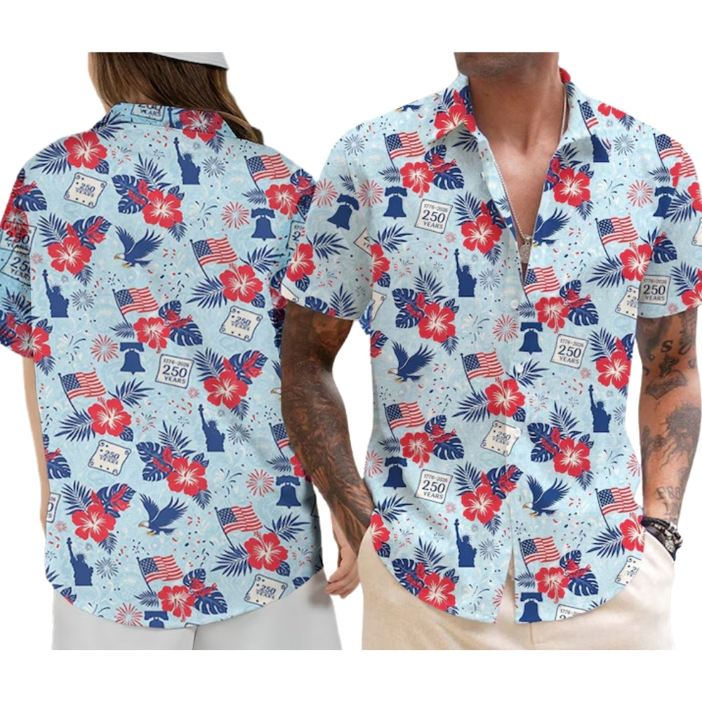 Tropical American 250 Year Hawaiian Shirts For Men Women, 4th Of July Hawaiian Shirts HE0194