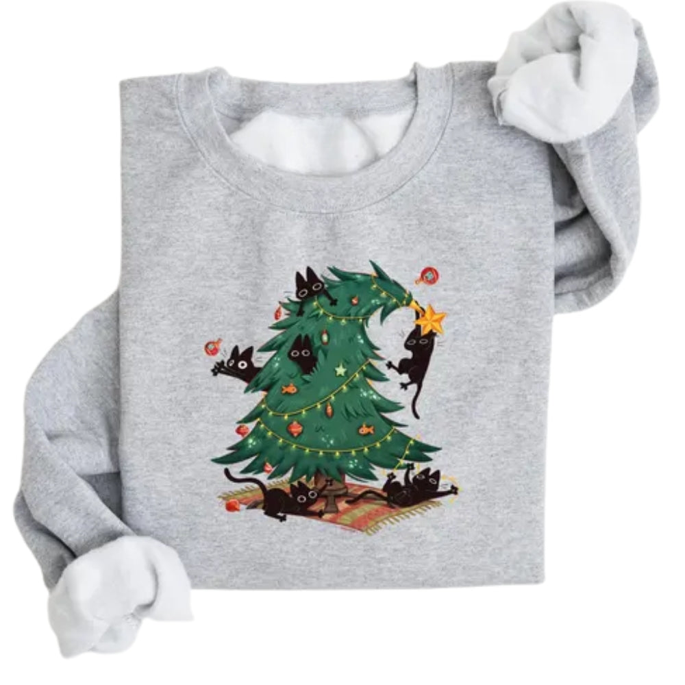 Funny Cat Christmas Sweatshirt, Cat Lover Christmas Sweatshirt 2D0582