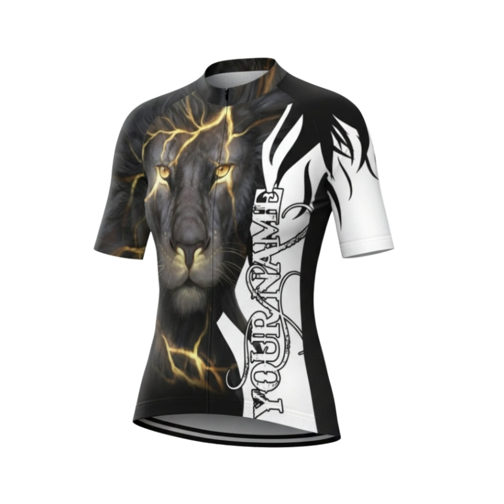 Custom Name Lion Short Sleeve Cycling Jersey For Women, Custom Lion Cycling Jersey Ladies CG0652