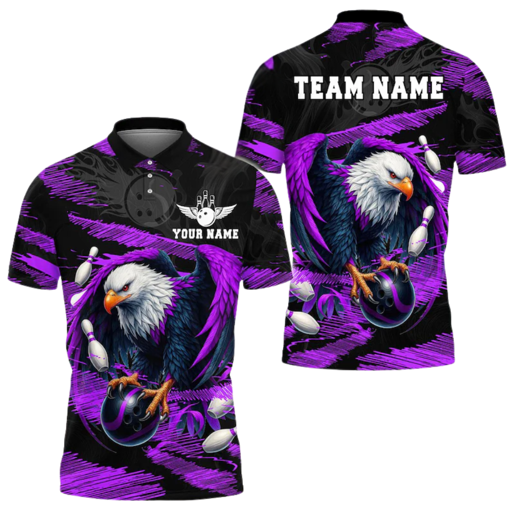 Custom Blue Eagle Bowling Polo Shirt For Mens, Custom Eagle Bowling Team Shirts BE0131