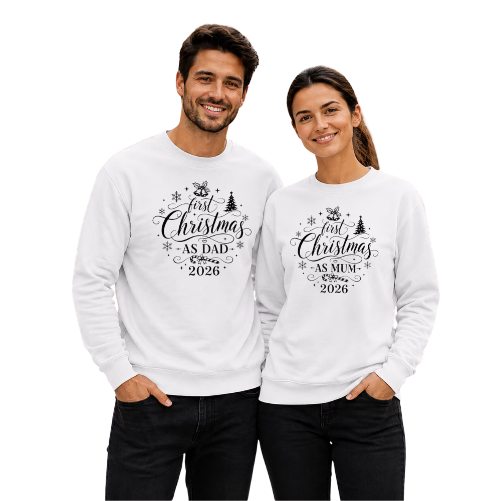 First Christmas As Mum Dad Custom Family Matching Sweatshirt, Personalized Family Christmas Sweatshirt ET1644