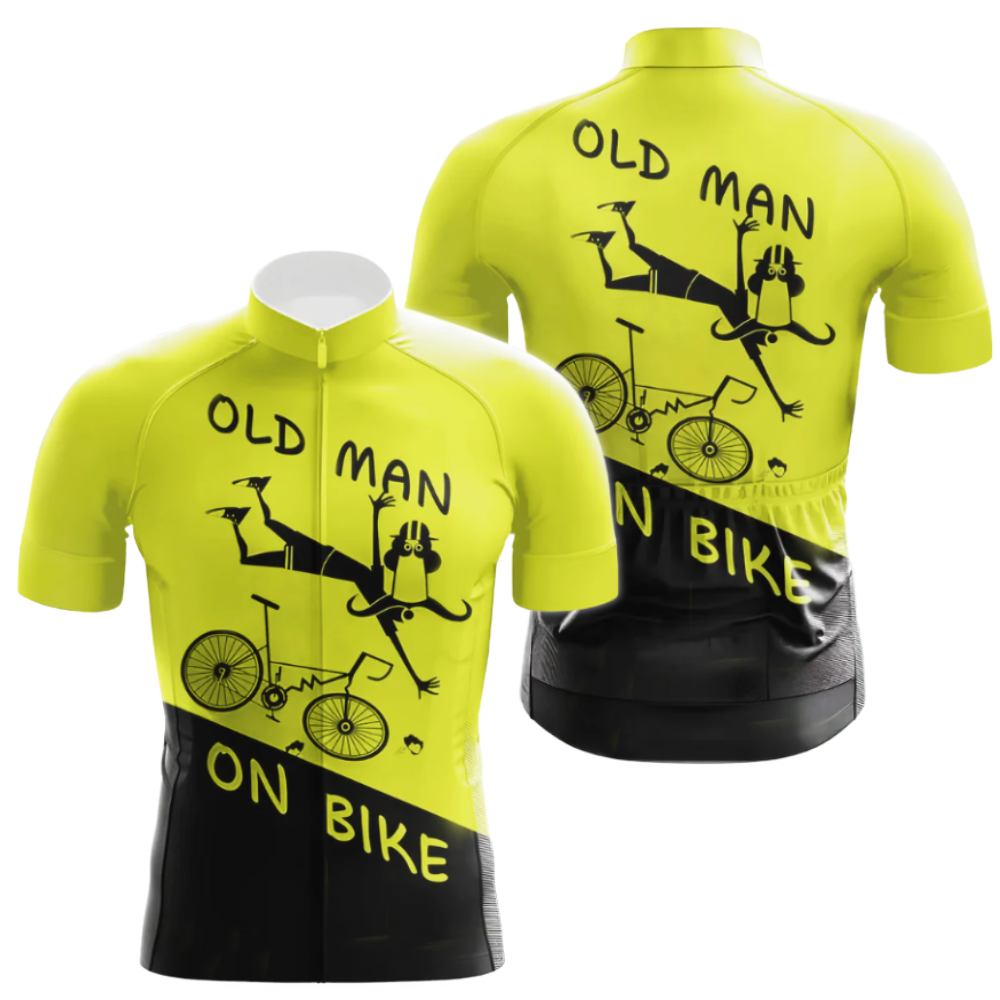 Old Man On Bike Short Sleeve Cycling Jersey For Mens, Funny Cycling Jerseys CE0011