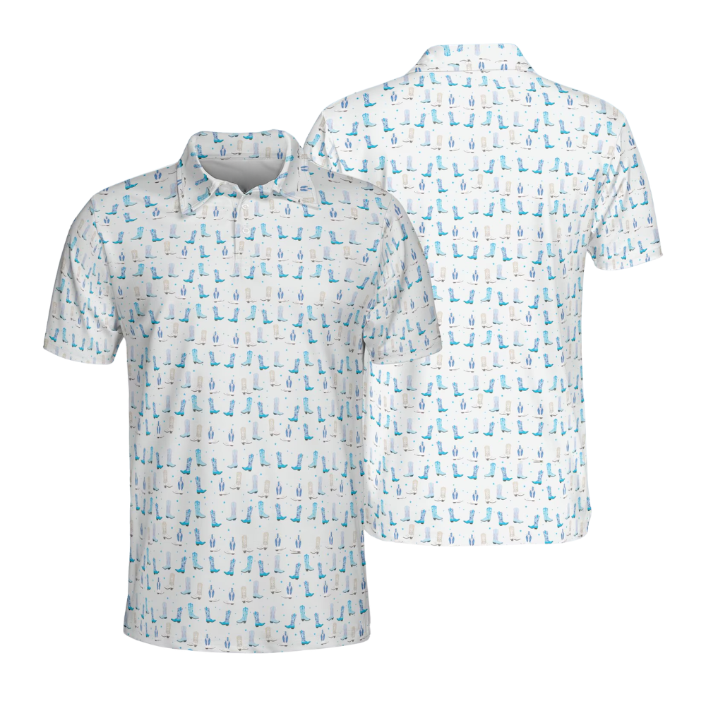 Pink Boots Cowgirl Golf Men Polo Shirt, Western Golf Shirts For Men GE0459