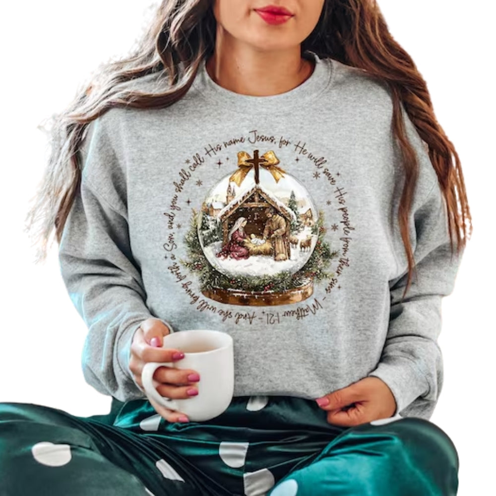Christian Christmas Sweatshirt, Christmas Nativity Scene Sweatshirt 2D0319
