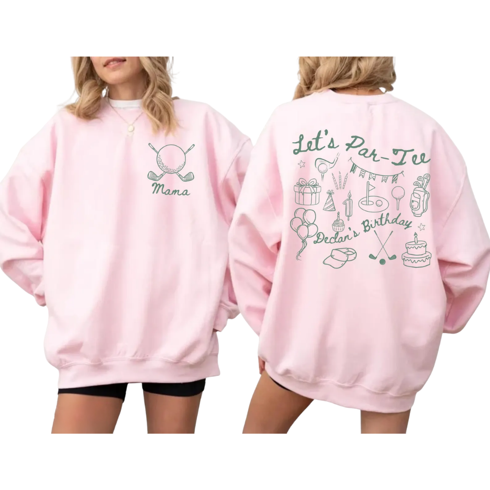 Let's Par-Tee Golf First Birthday Matching Family Sweatshirt, Personalized Golf 1st Birthday Family Sweaters ET1540