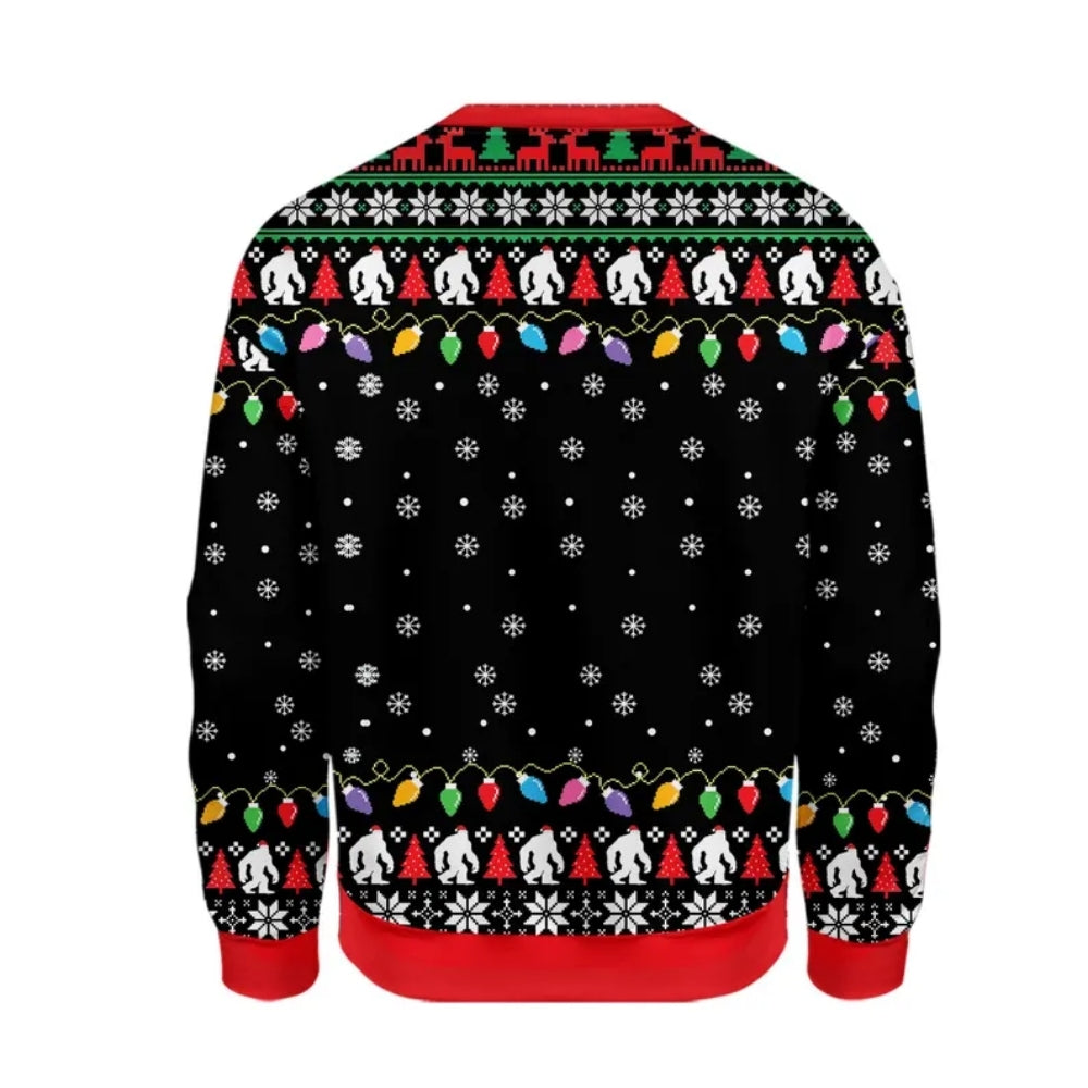 Bigfoot UFO Christmas Sweatshirt 3D Pinted, Sasquatch Lover Sweatshirt For Xmas 2D1086