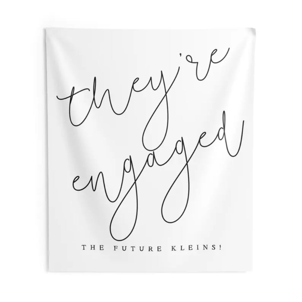 They're Engaged Personalized Engagement Party Minimalist Banner, Custom Engagement Banner WD0416
