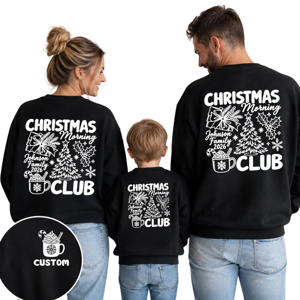 Custom Christmas Morning Club Matching Family Sweatshirt, Custom Christmas Family Sweatshirt ET1645