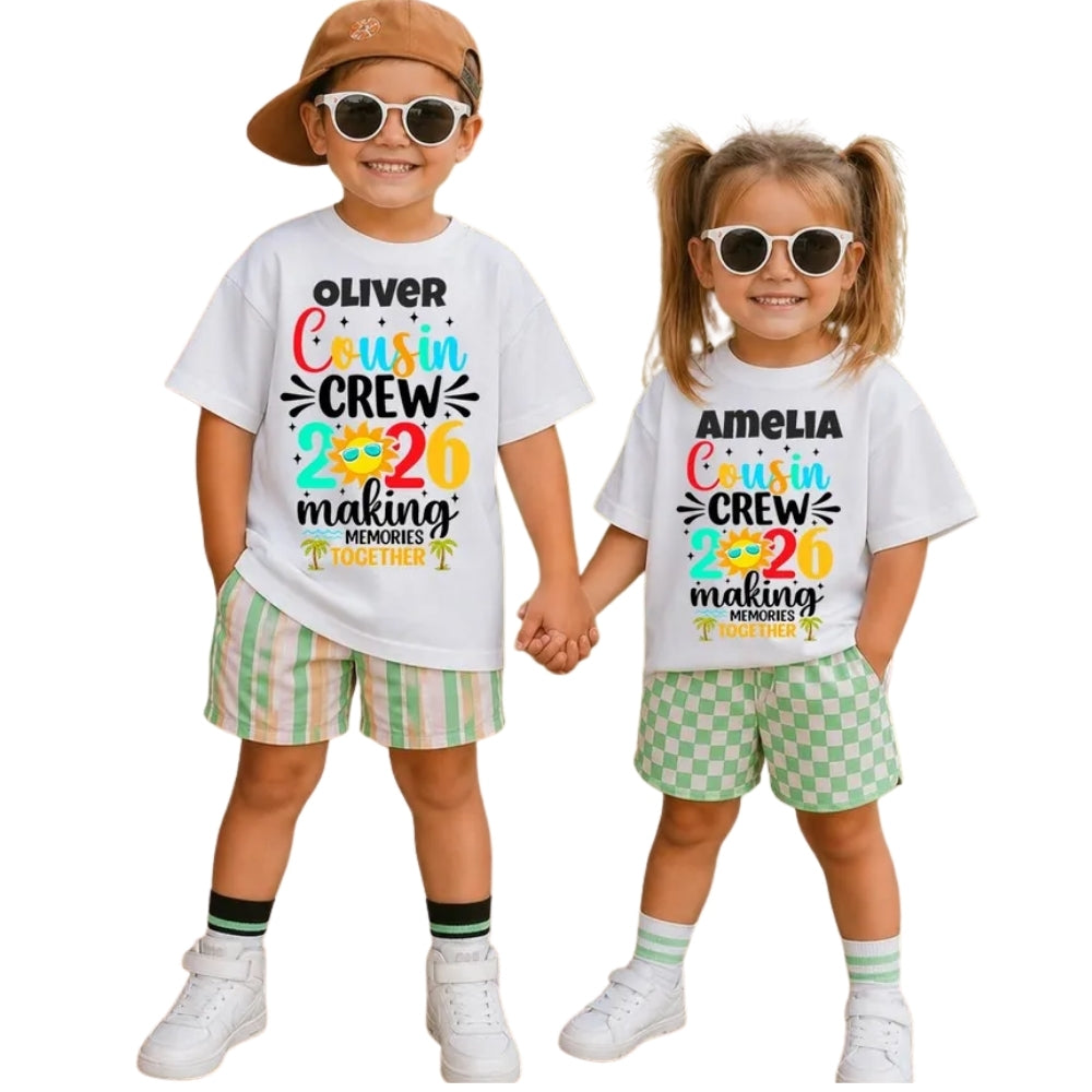 Cousin Crew 2026 Making Memories Toghter Custom Name Matching T Shirt, Personalized Cousin Beach Vacation Matching Shirts ET0952