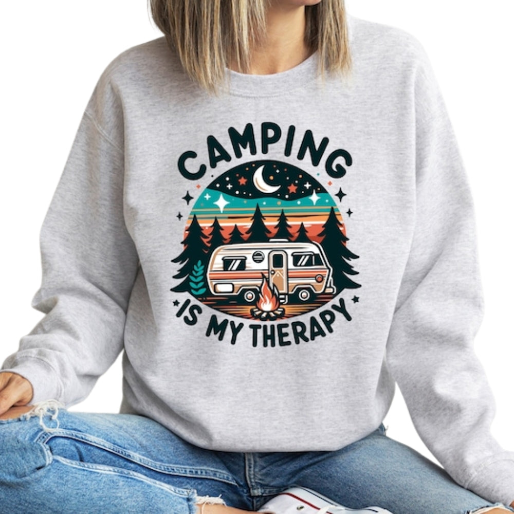 Camping Is My Therapy Sweatshirt, Funny Camping Sweatshirt 2D0468