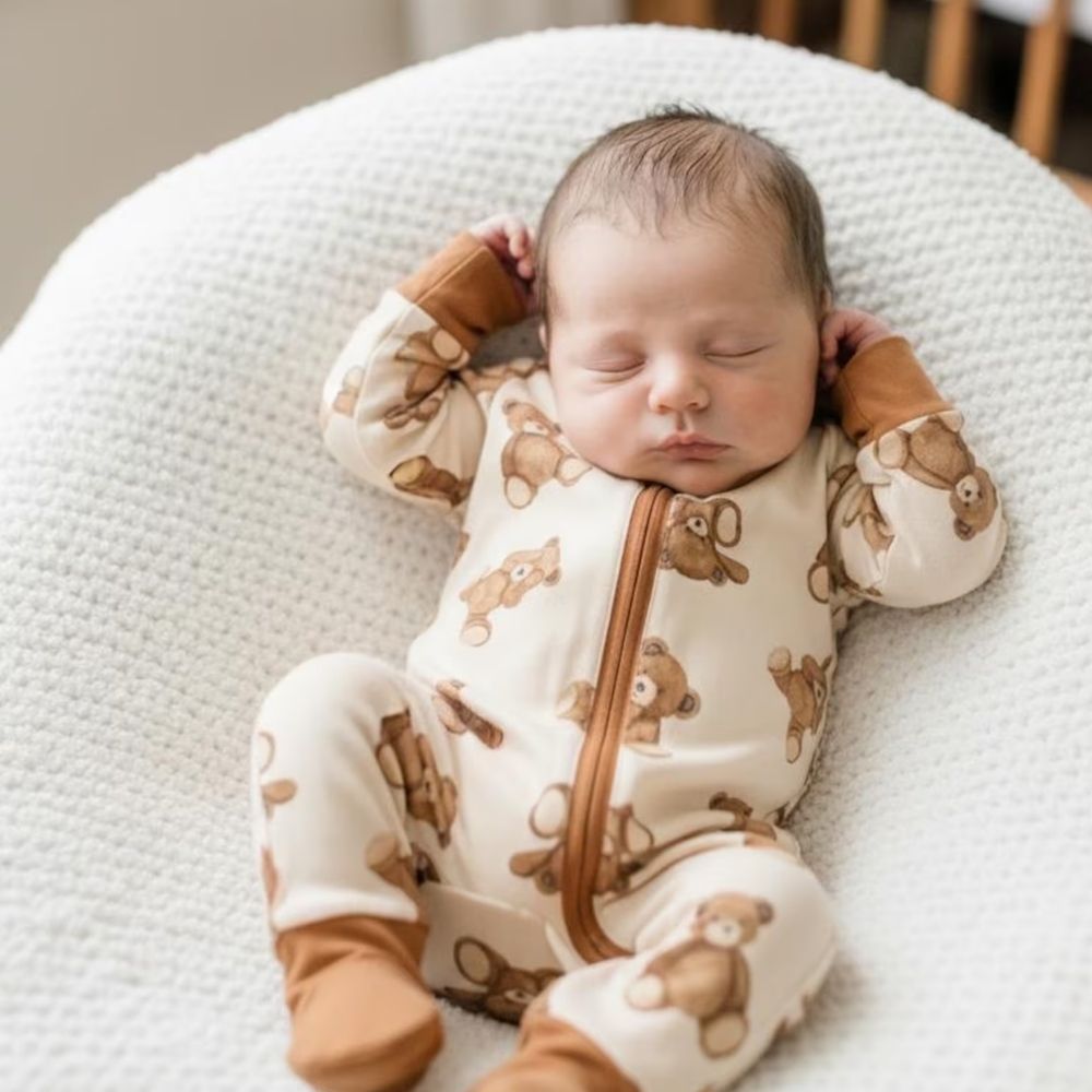 Teddy Bear Baby Convertible Zippy Romper, Bear Baby Romper Convertible BB0351