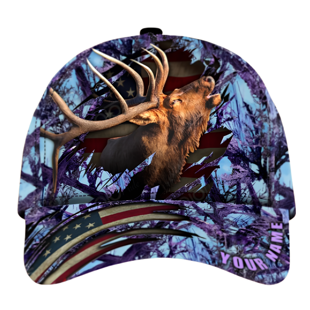 Custom Elk Hunting Baseball 3D Printed Cap, Custom Elk Hunting Cap Hat CP0494