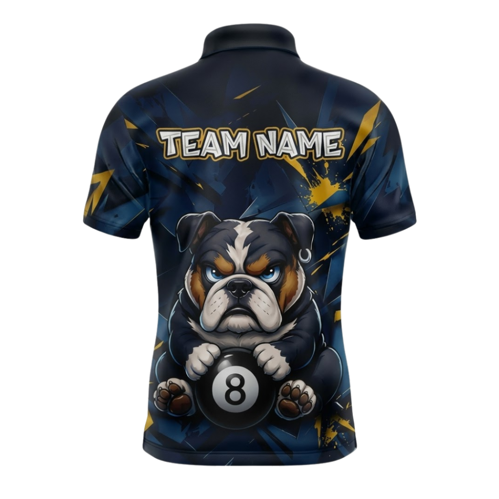 Custom Bulldog 8 Ball Polo Billiard Shirt For Men, Custom Dog Billiard Shirt For Team BIZ0343