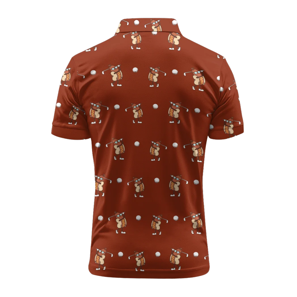 Men's Funny Hot Dog Golf Polo Shirt, Hot Dog Lover Golf Shirts GZ0430
