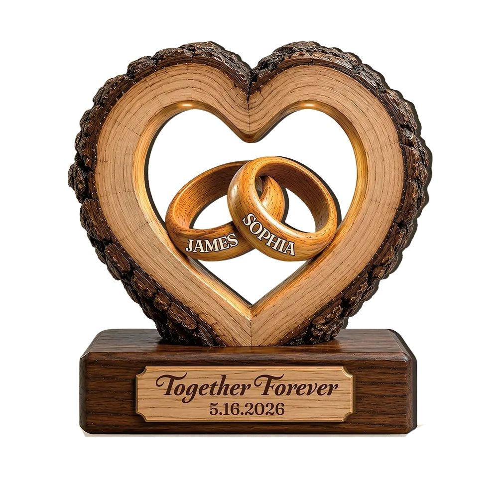 Custom Couple Name And Date Wedding Wooden Plaque, Custom Wedding Anniversary Wooden Block WD0805