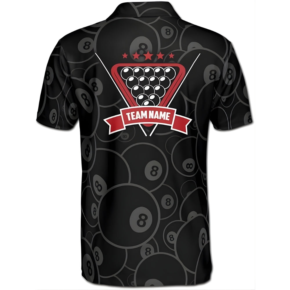 Custom Black 8 Ball Billiard Polo Shirt For Men, Custom 8 Ball Pool Team Shirts BIZ0195