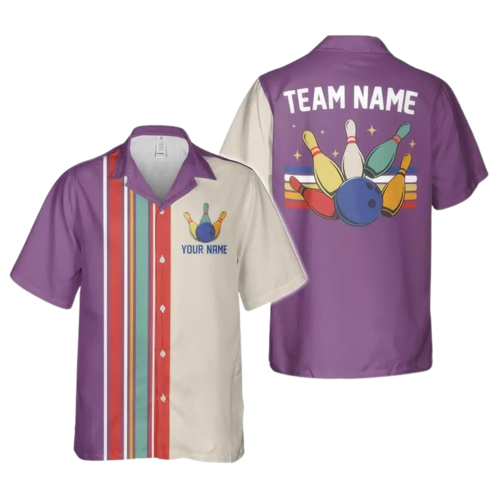 Custom Retro Black Hawaiian Bowling Shirts Men, Custom Retro Bowling Team Shirts BE0066
