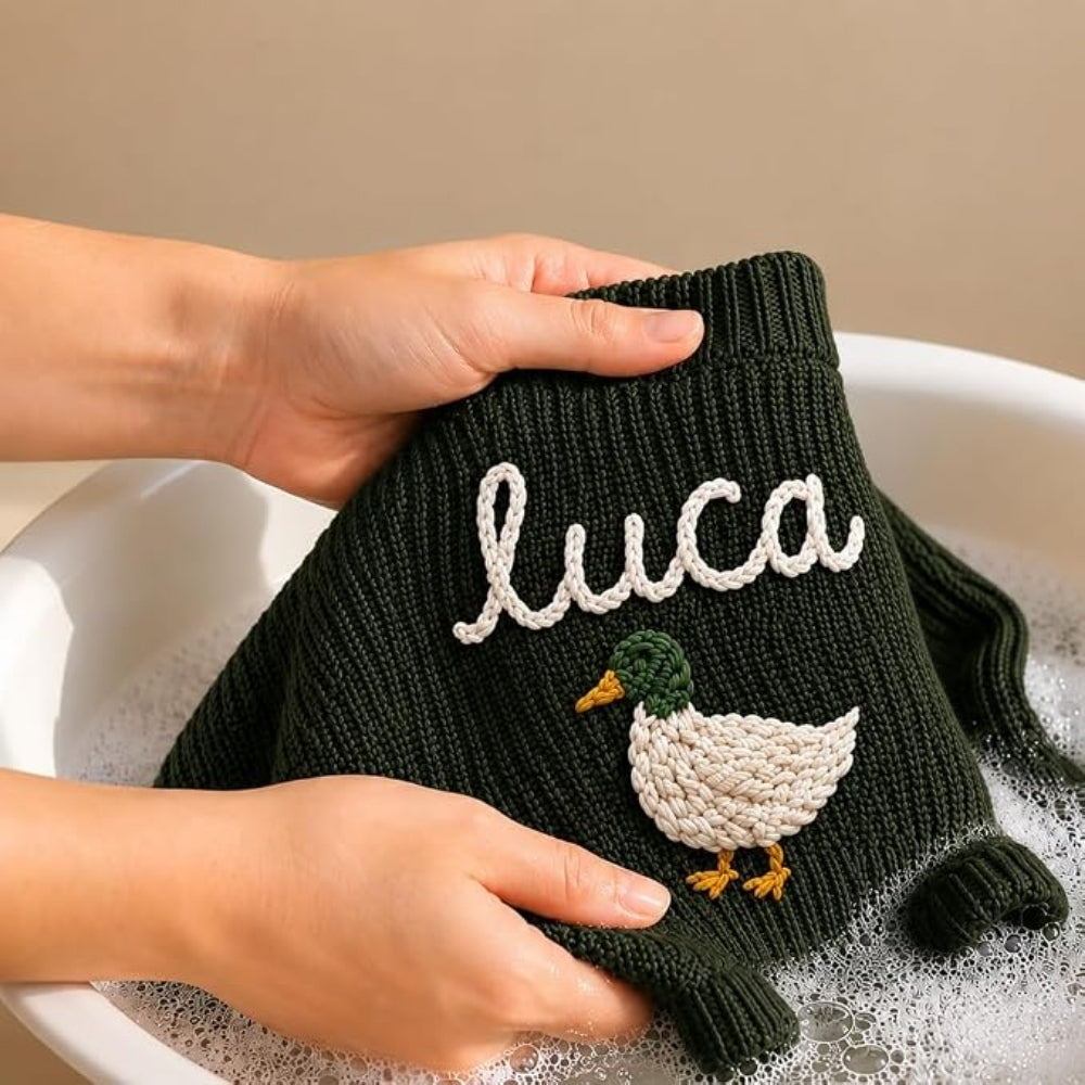 Custom Mallard Duck Baby Embroidered Knit Sweater, Custom Duck Baby Sweatshirt BB0778