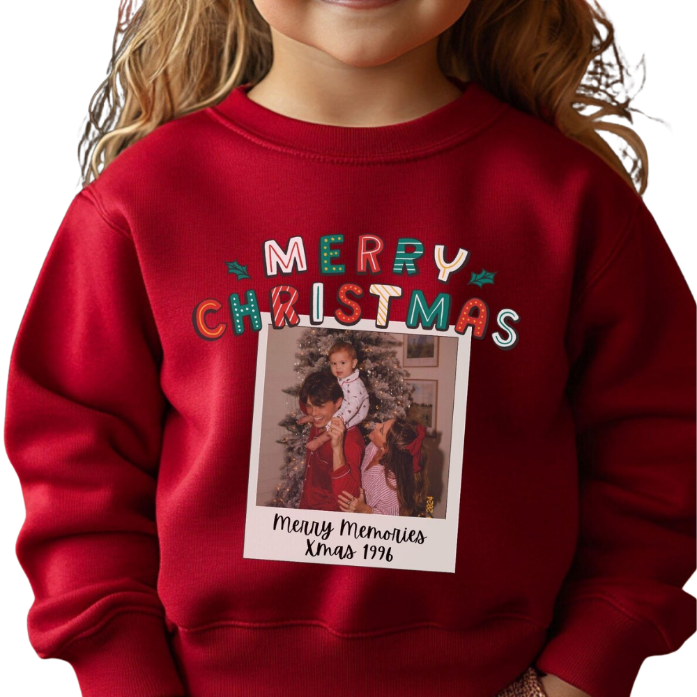 Merry Christmas Custom Photo Family Matching Sweatshirt, Personalized Christmas Family Sweatshirt With Picture ET1646