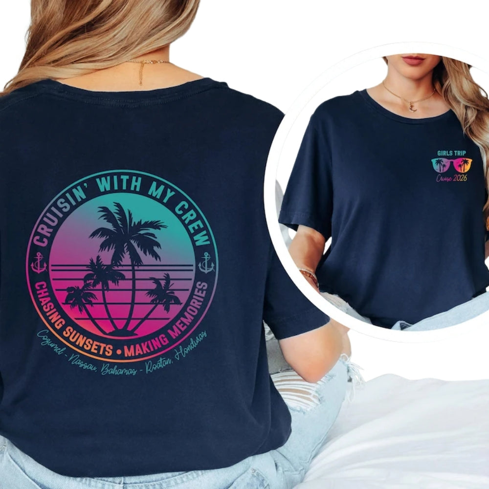 Custom Cruisin' With My Crew Matching Family T Shirts, Custom Family Cruise Vacation Shirts ET0101