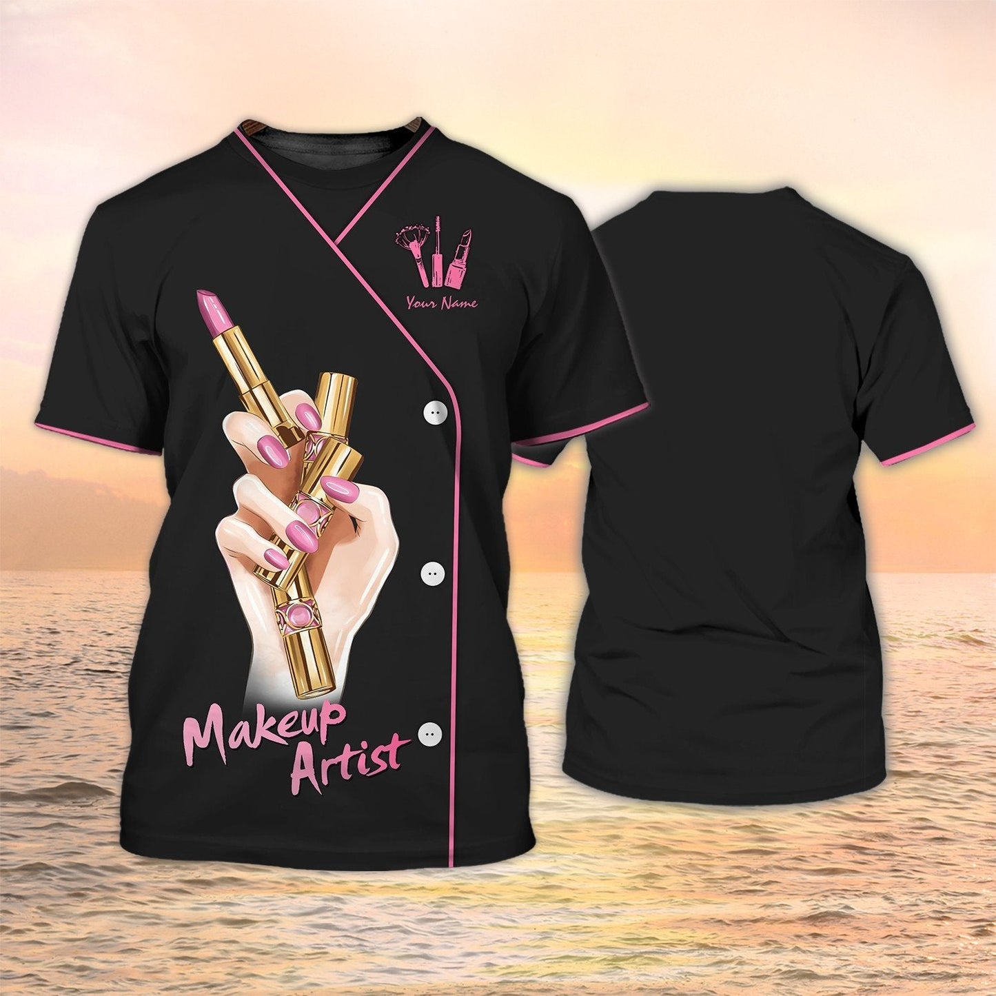 Makeup Artist Tshirt Custom Makeup Shirts Black Pink Gift For Women Make Up TO2134