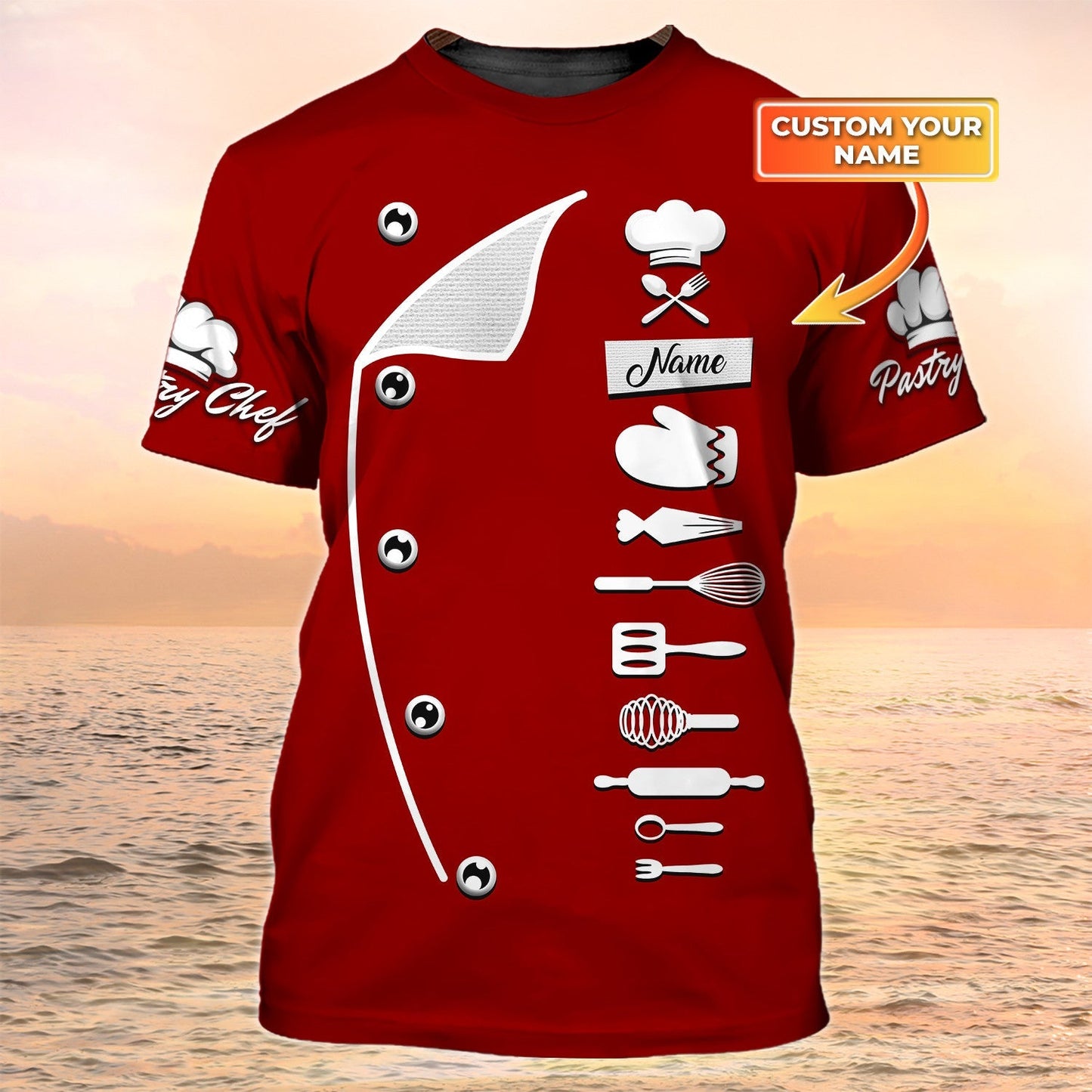 Pastry Chef Tshirt Bakery Uniform Baker Red Shirt TO2053