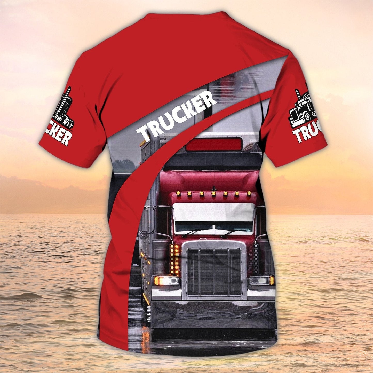 Custom Red Trucker T Shirt Men Women 3D Truck Sublimation On Shirt Gift For Trucker TO2017