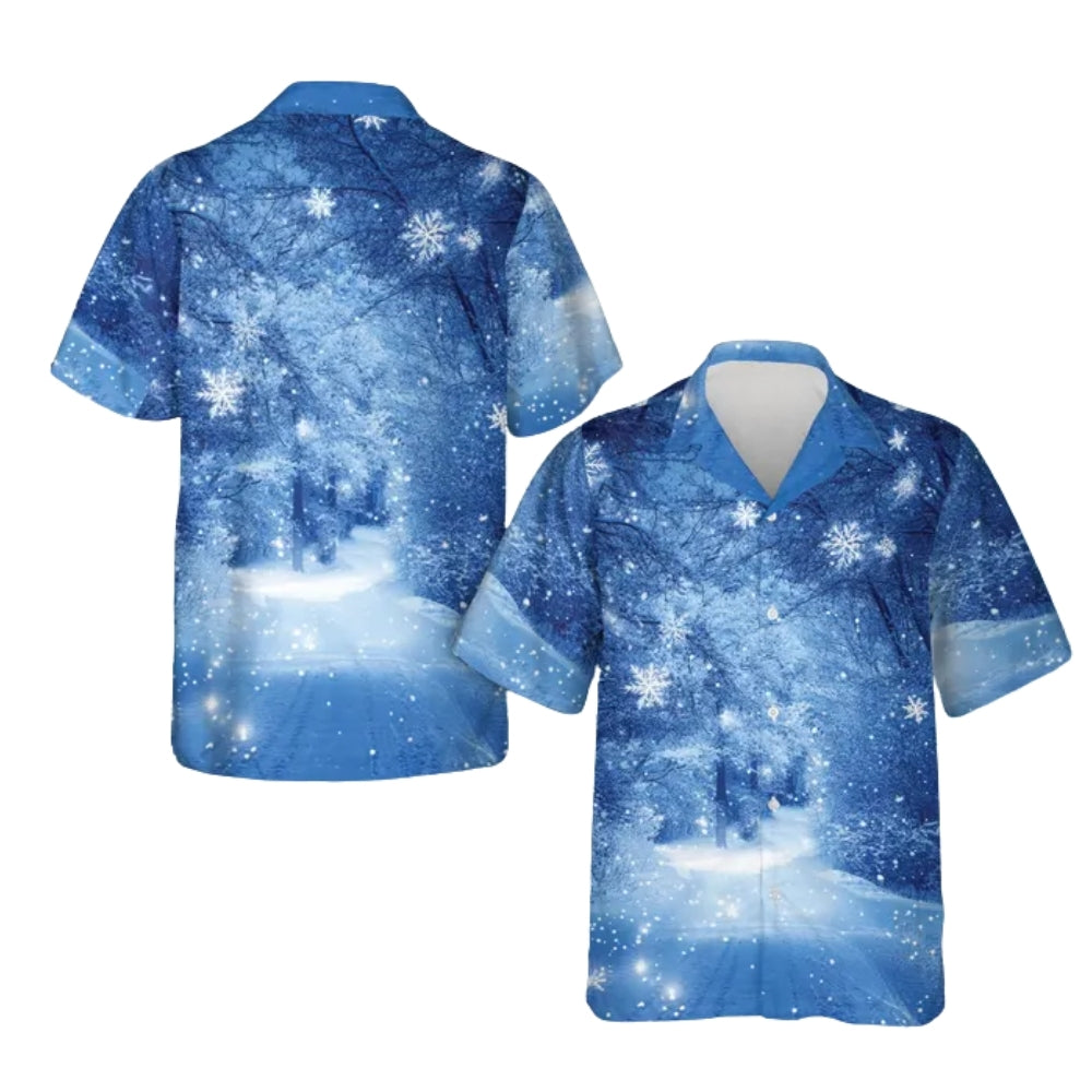 Snowflakes Blue Hawaiian Shirt Men Women, Christmas Snowflakes Hawaiian Shirt HE0610