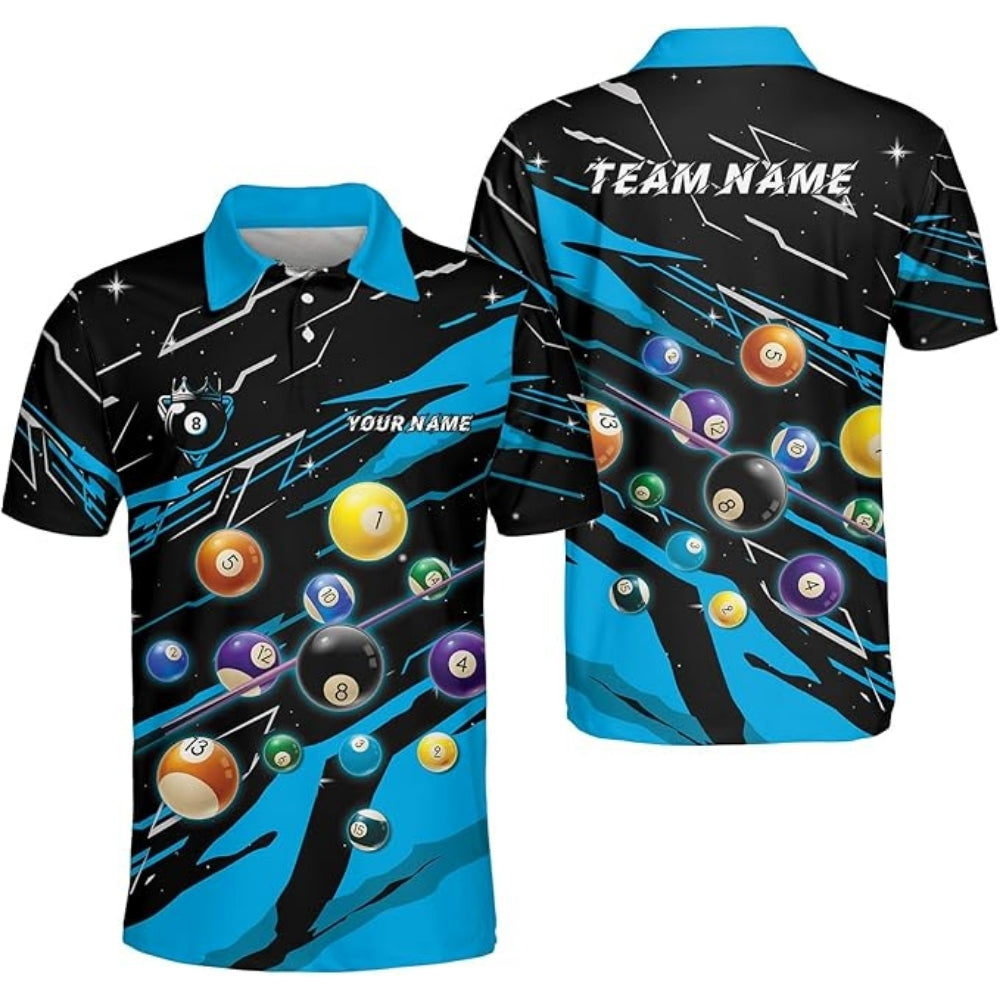 Custom Team Black And Red Billiard Polo Shirt For Mens, Custom Billiard Pool Players Shirts BIZ0193