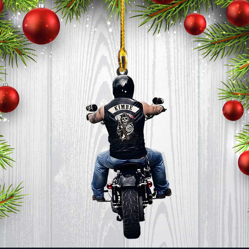 Personalized Biker Lady Ornament, Custom Acrylic Biker Ornament for Biker Man, Biker Women OO3722