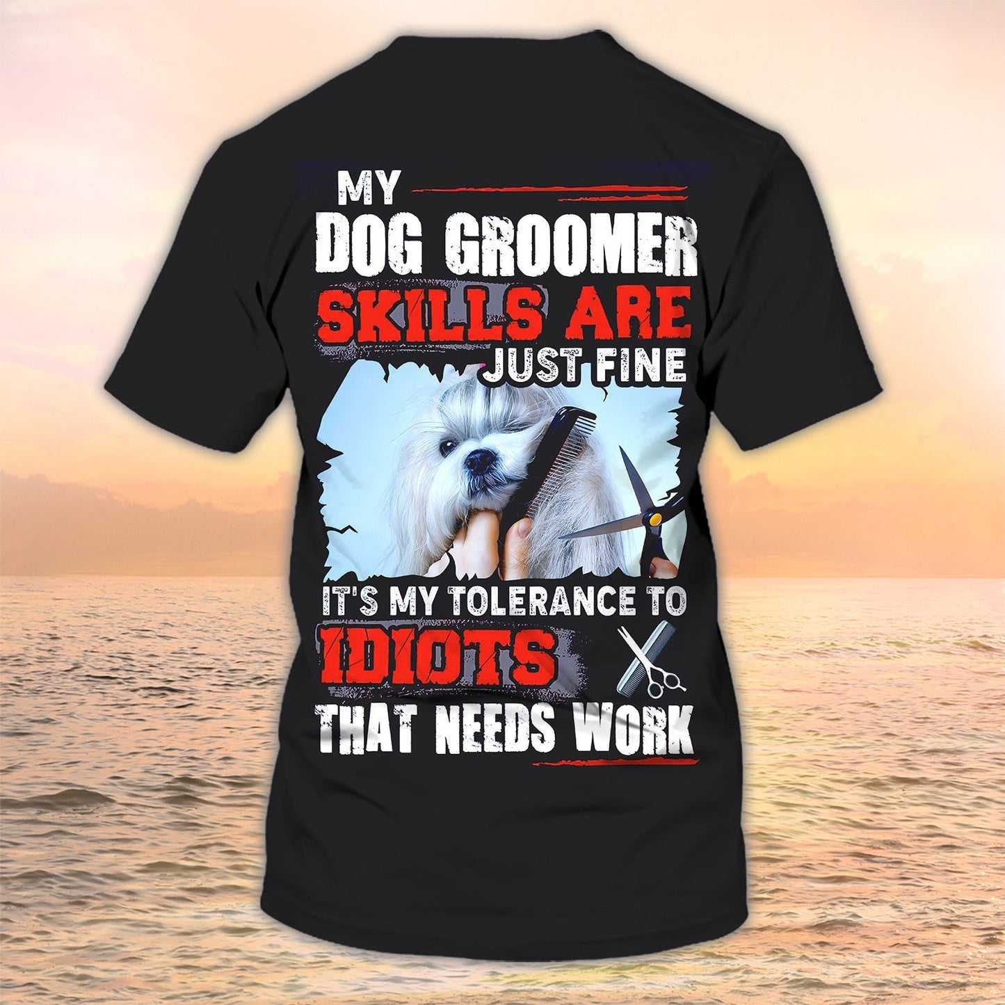 Dog Groomer Custom Shirts Grooming Uniform Salon Pet Personalized Name 3D Tshirt TO2100