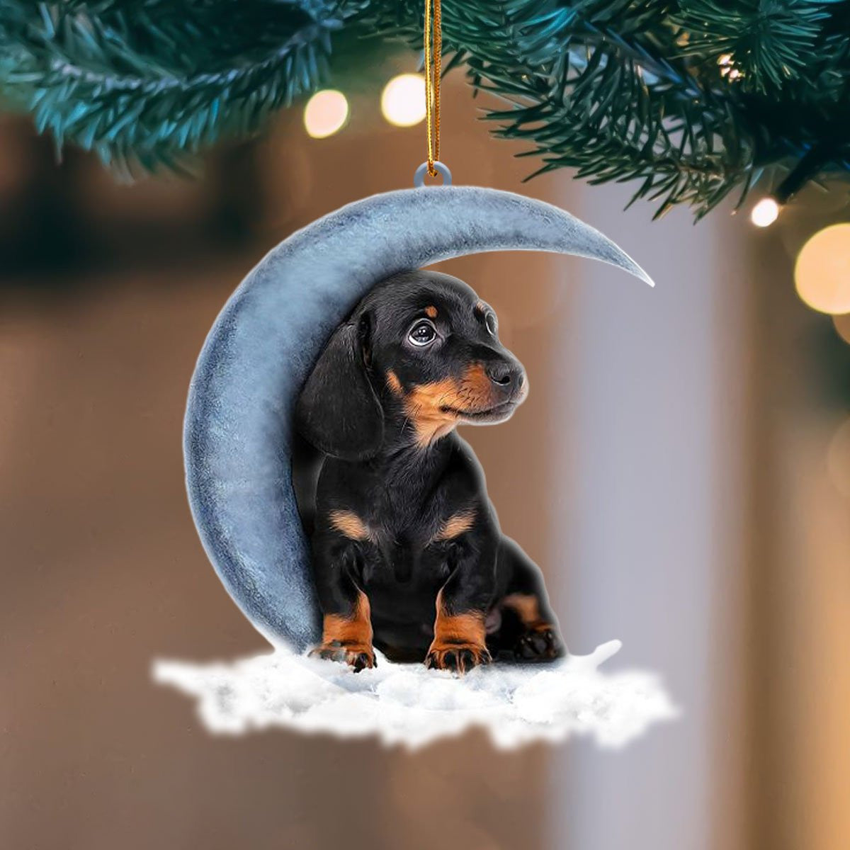 Dachshund Blue Moon Hanging Flat Acrylic Ornament OO3499