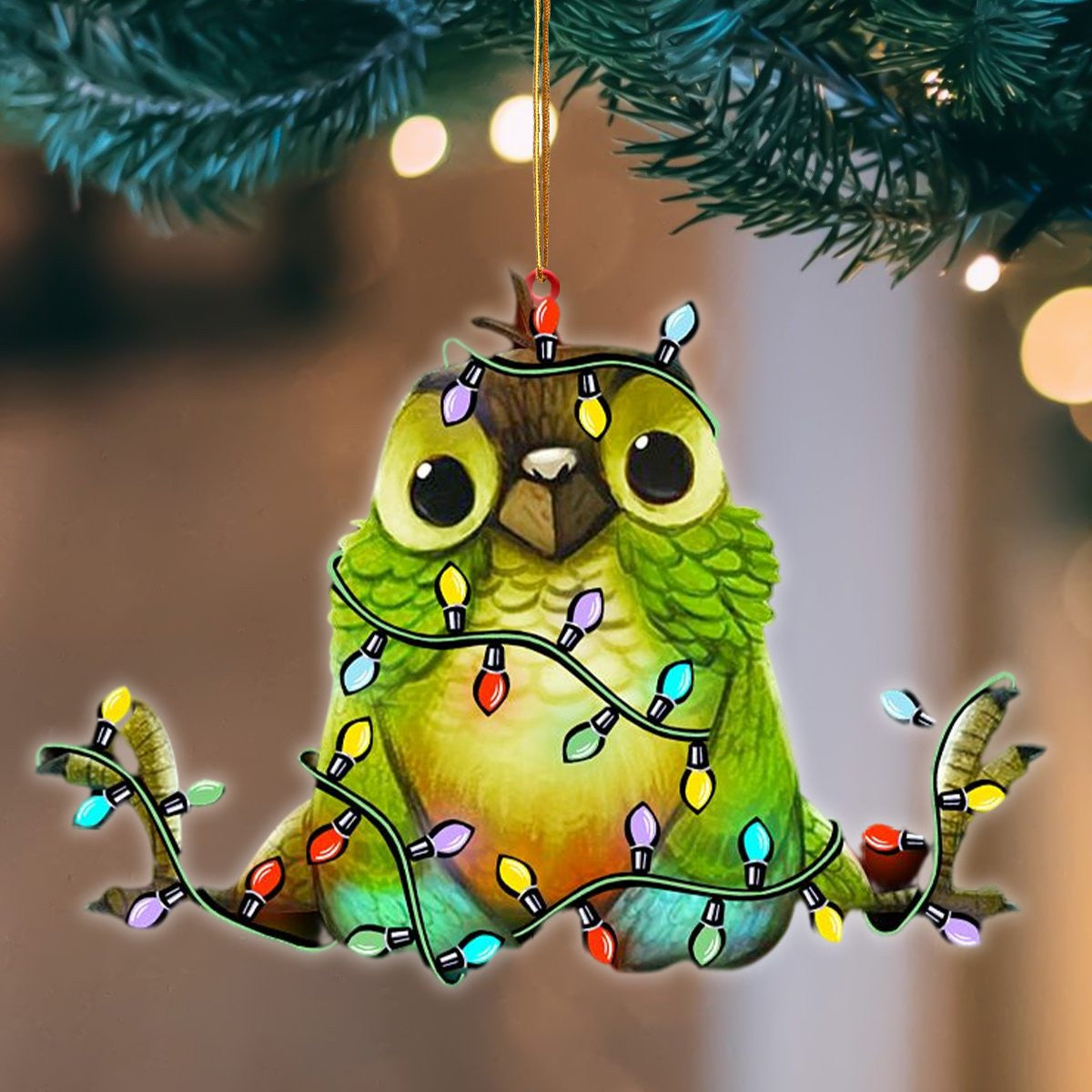 Parrot Christmas Light Hanging Flat Acrylic Ornament OO3476