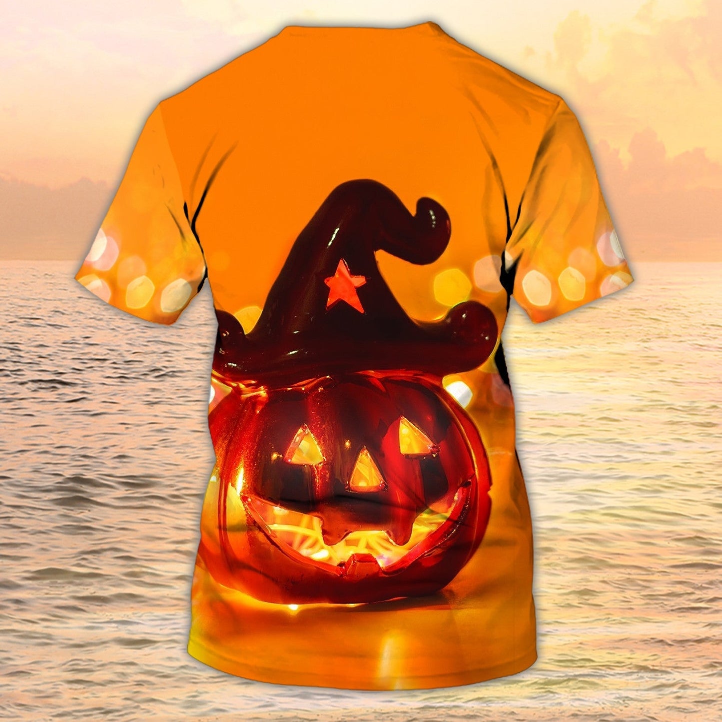 Halloween T Shirts For Adults Yellow 3D Pumpkin Autumn Halloween Shirt TO1962