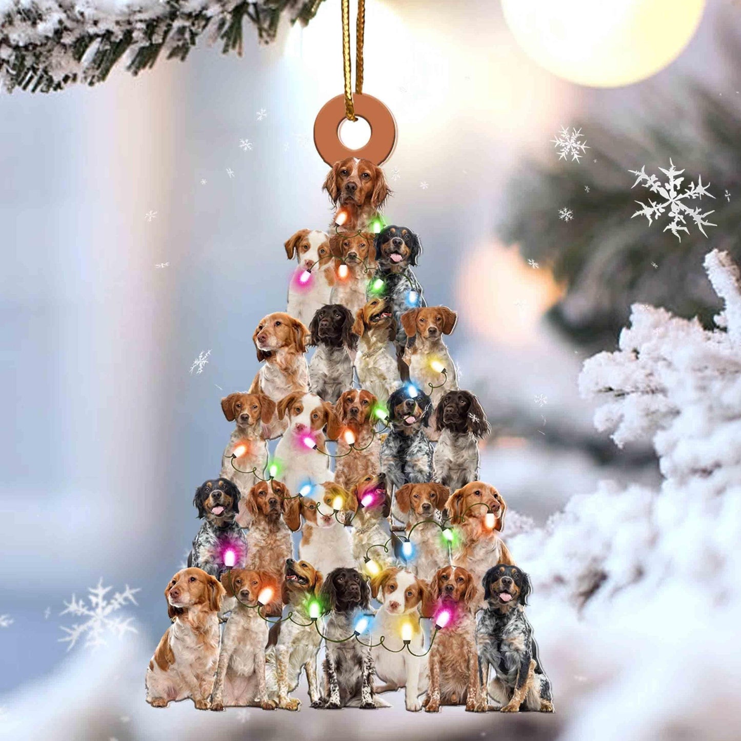 Brittany Spaniel Christmas Tree Shaped Acrylic Ornament For Brittany Spaniel Lovers OO3372