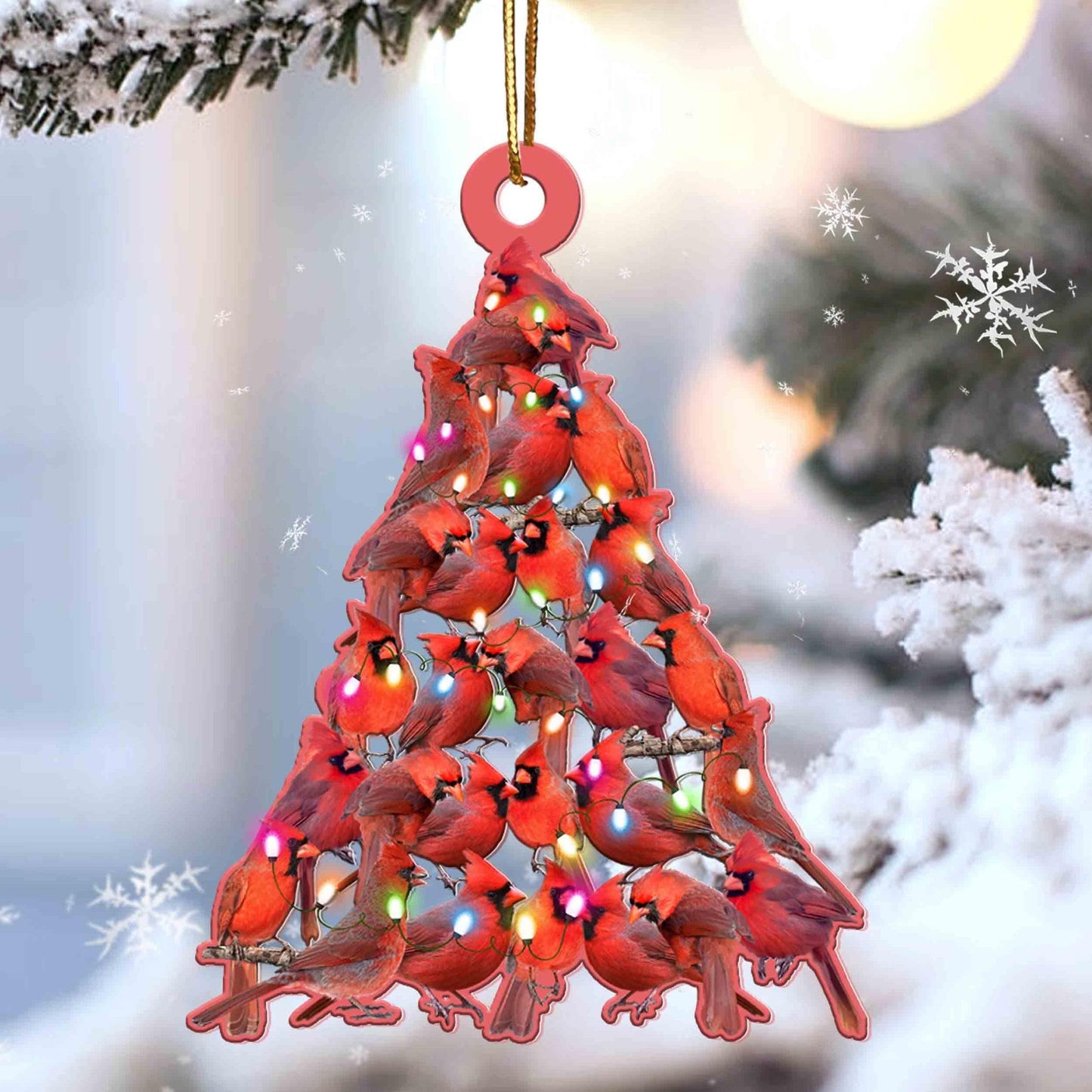 Cardinal Christmas Tree Shaped Custom Acrylic Ornament For Cardinal Gift For Bird Lover OO3371