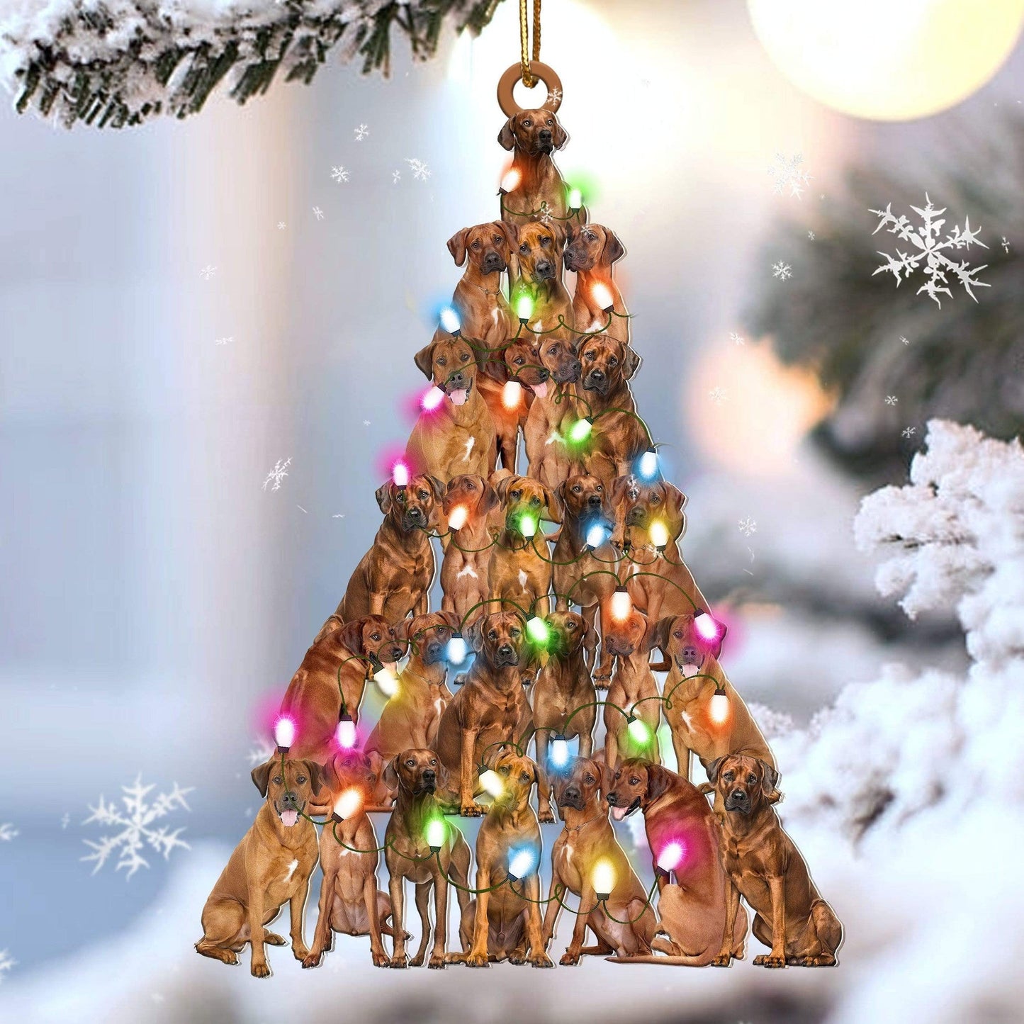 Rhodesian Ridgeback Christmas Tree Shaped Acrylic Ornament For Rhodesian Ridgeback Lovers OO3365