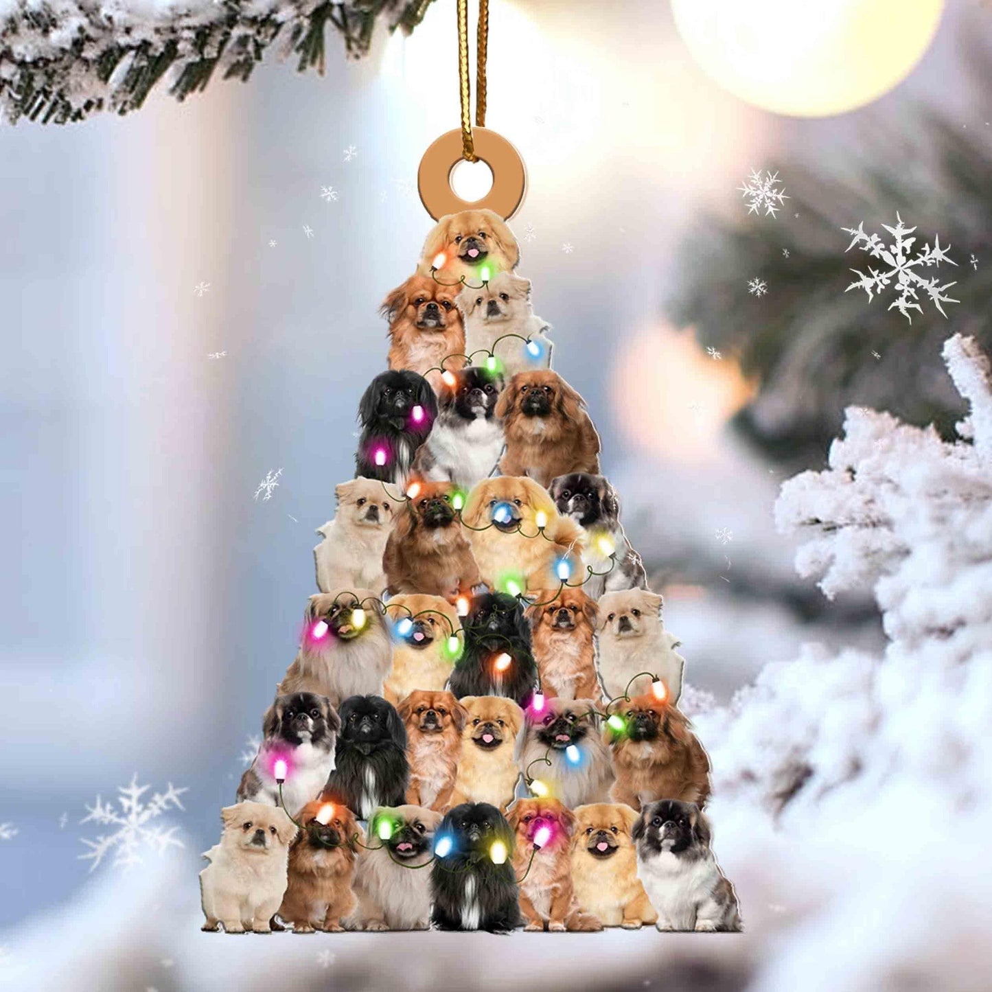 Pekingese Christmas Tree Shaped Acrylic Ornament For Pekingese Lovers OO3366