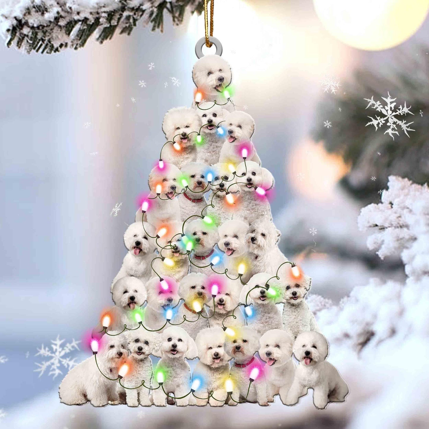 Bichon Frise Christmas Tree Shaped Acrylic Ornament For Bichon Lovers OO3364