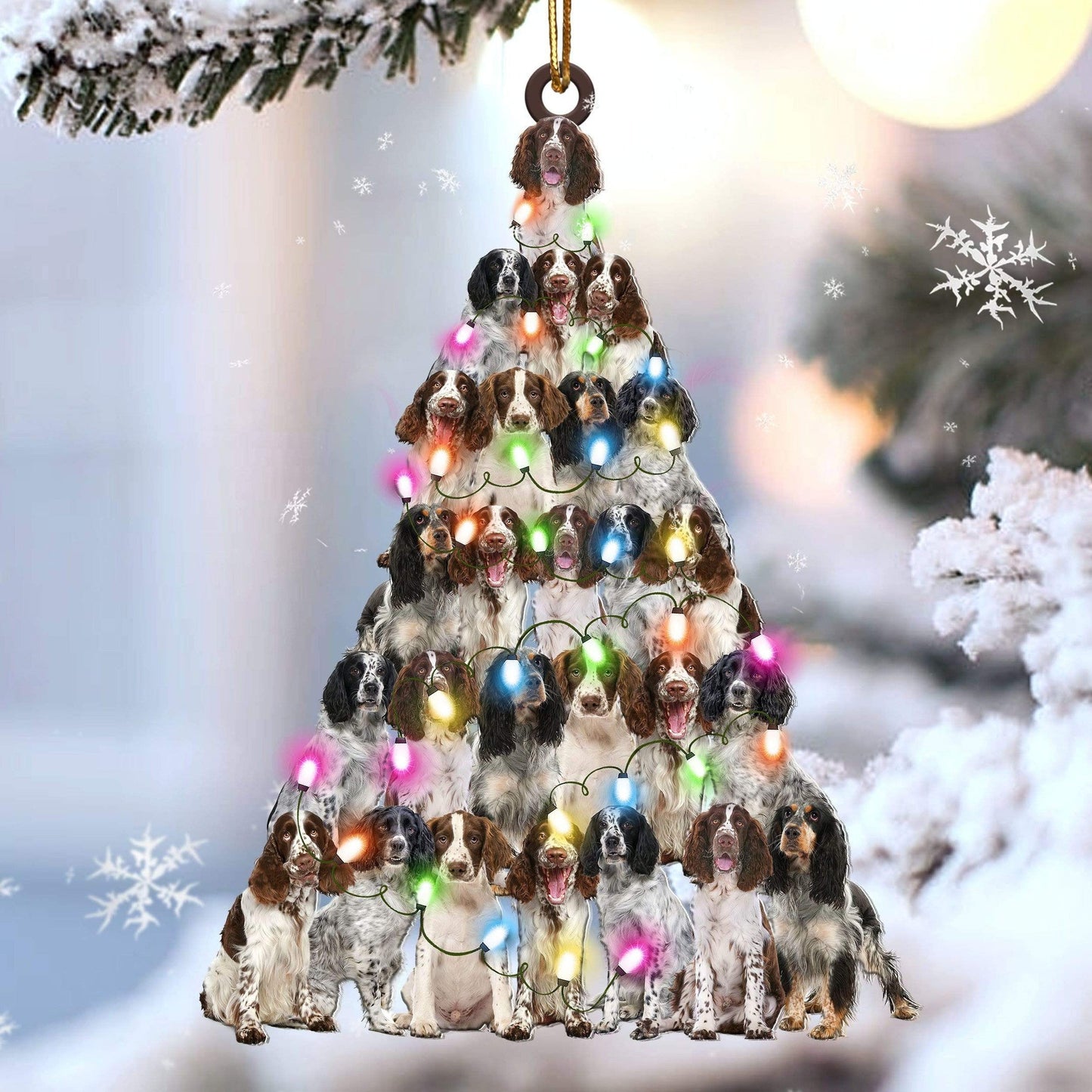 English Springer Spaniel Christmas Tree Shaped Ornament For English Springer Spaniel Lover Custom Acrylic Ornament For Dog Mom OO3342
