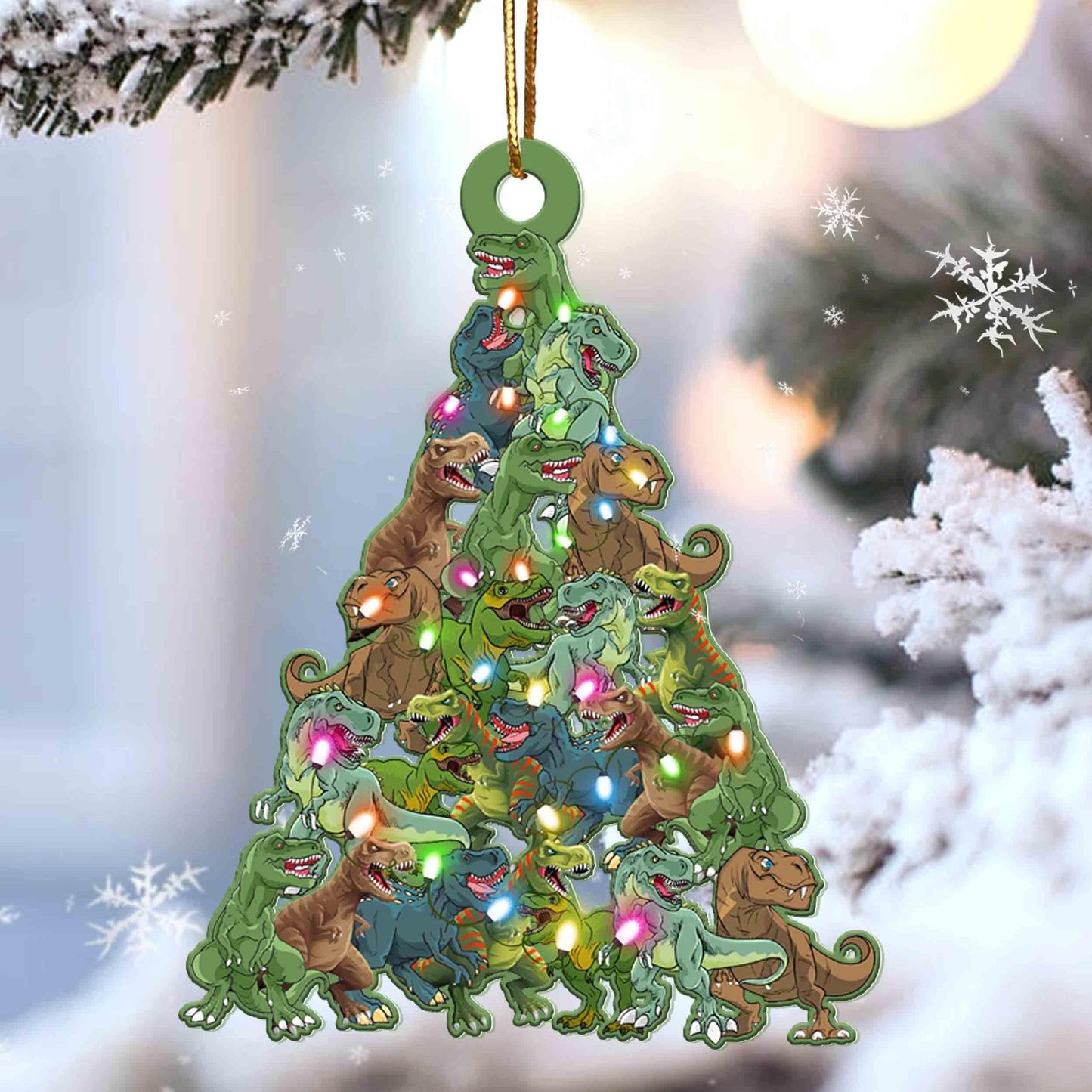 T Rex Christmas Tree Shaped Acrylic Ornament For T Rex Lovers OO3344