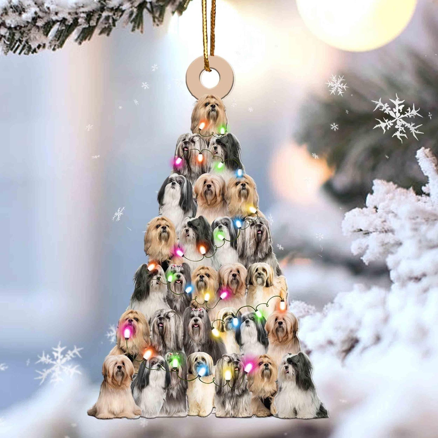 Lhasa Apso Christmas Tree Shaped Acrylic Ornament For Lhasa Apso Lovers OO3324