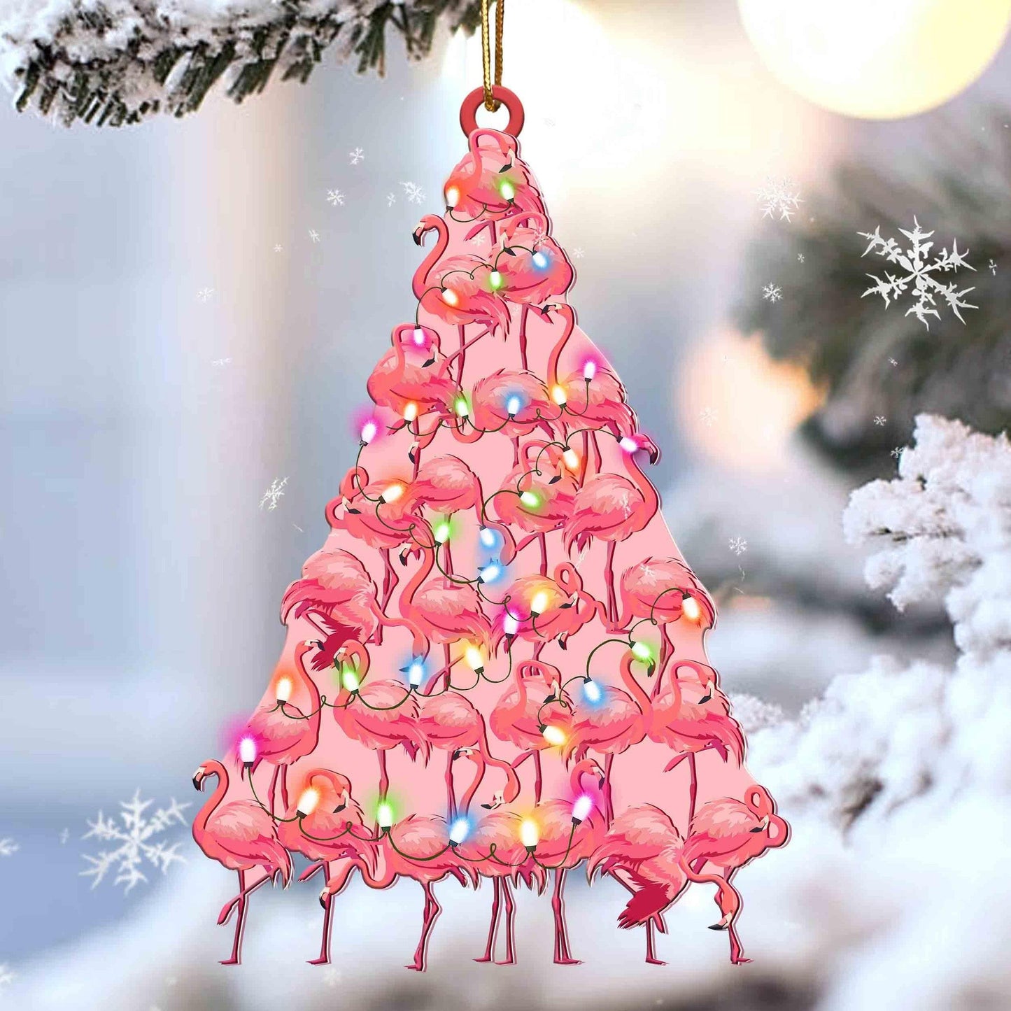 Flamingo Christmas Tree Shaped Acrylic Ornament For Flamingo Lovers OO3336