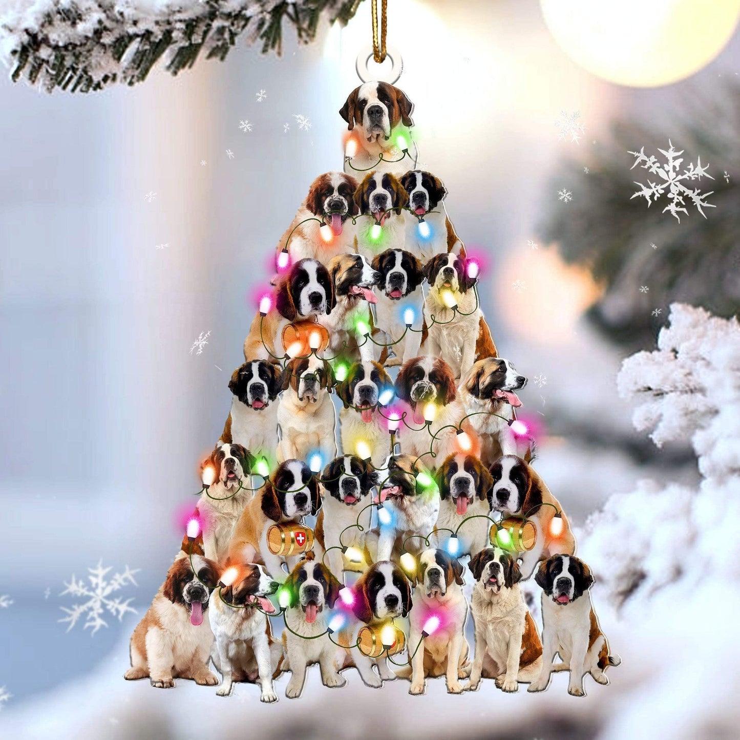St Bernard Christmas Tree Shaped Ornament For St Bernard Lover Custom Acrylic Ornament For Dog Mom OO3340